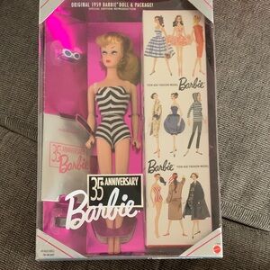 Barbie 35th Anniversary Black and White Striped Swimsuit Doll